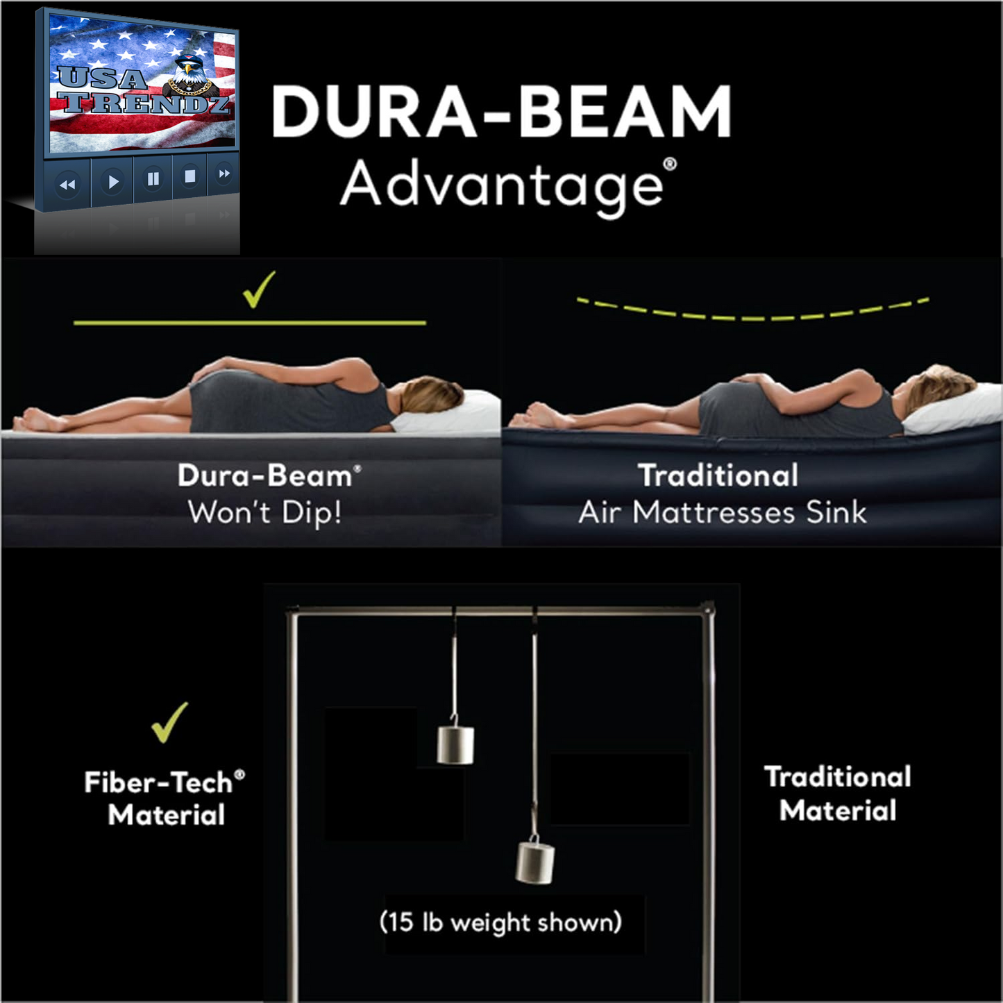 Experience Ultimate Comfort with the 64125ED Dura-Beam Essential Rest Queen Air Mattress – Built-In Electric Pump & 600Lb Capacity for Indoor & Outdoor Adventure