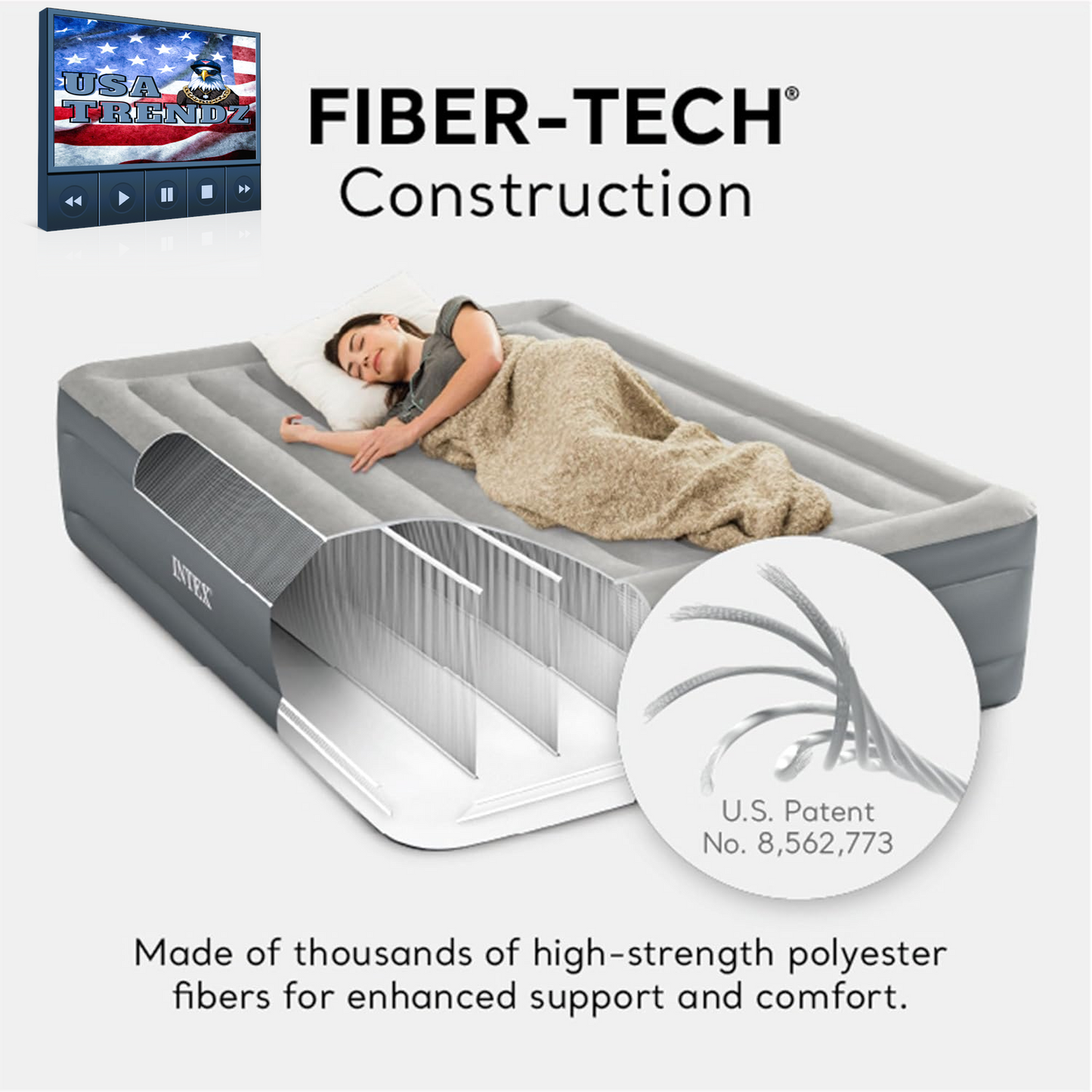 Experience Ultimate Comfort with the 64125ED Dura-Beam Essential Rest Queen Air Mattress – Built-In Electric Pump & 600Lb Capacity for Indoor & Outdoor Adventure
