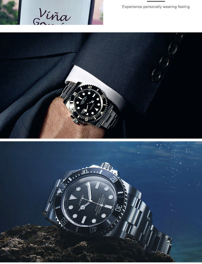Sinobi Model Diver Watch – Submariner Homage, 43.5 mm Stainless Steel Quartz