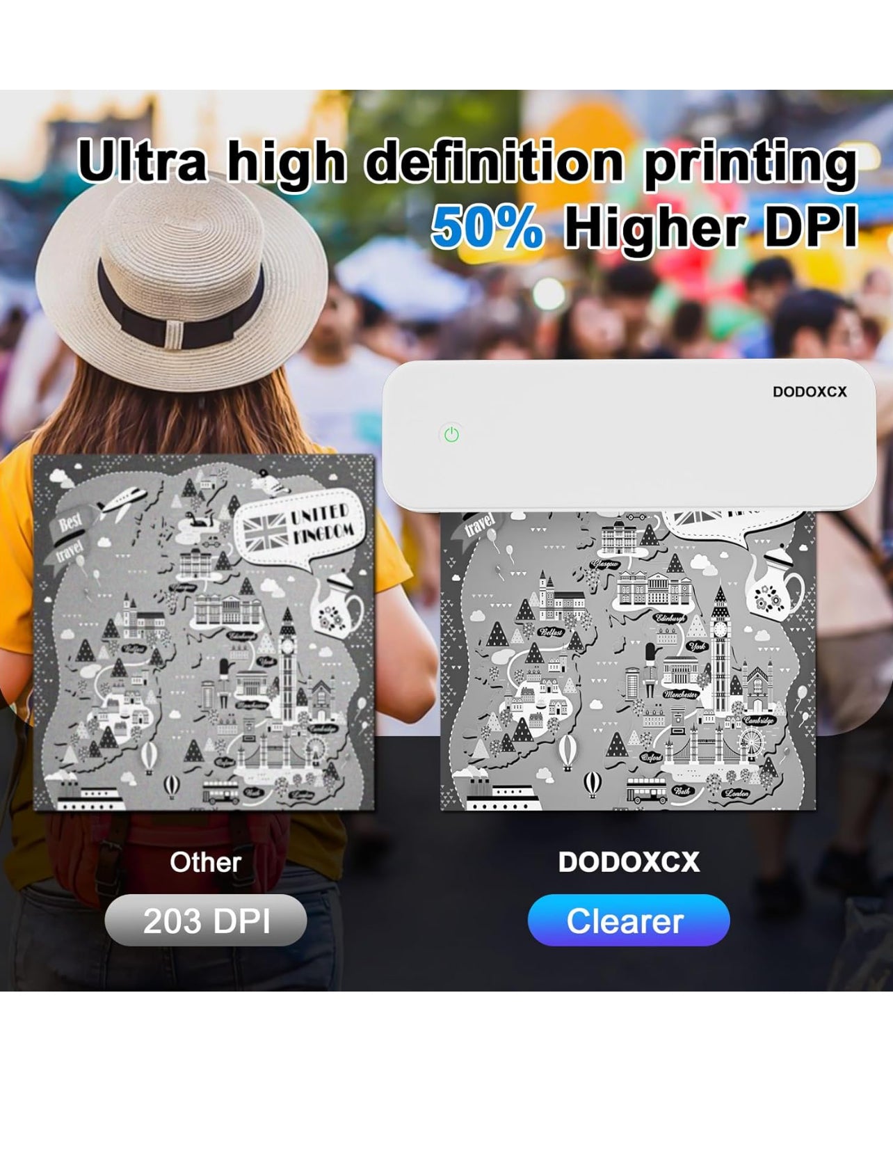 Portable Printers Wireless for Travel,Portable-Thermal-Wireless-Bluetooth-Inkless-Printer,Support 8.5" X 11" US Letter&Legal A4&A5 Thermal Paper,Compatible with Android,iOS Phone&Laptop for Car Home