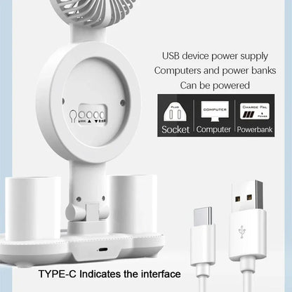 Rechargeable LED Table Lamp with Fan, Clock Display, and Adjustable Reading Light for Study and Night Use