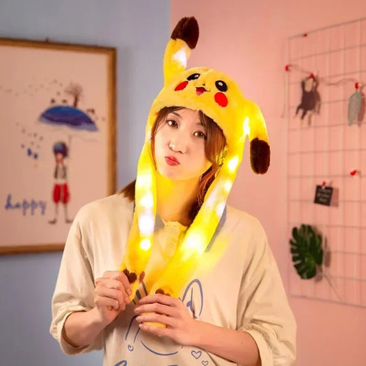 Cartoon Glowing Hat Cute Popular Cartoon Character, Plush Bunny Hat Cute Pet Bunny Ears Will Move Headband Universal Gift New