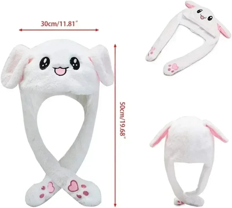 Cartoon Glowing Hat Cute Popular Cartoon Character, Plush Bunny Hat Cute Pet Bunny Ears Will Move Headband Universal Gift New