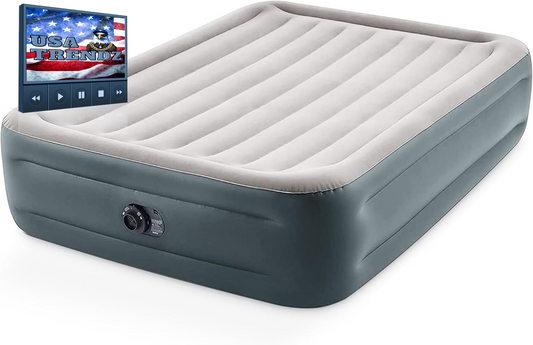 Experience Ultimate Comfort with the 64125ED Dura-Beam Essential Rest Queen Air Mattress – Built-In Electric Pump & 600Lb Capacity for Indoor & Outdoor Adventure